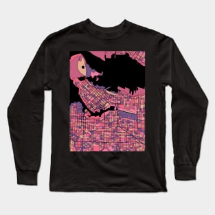 Vancouver Map Pattern in Purple & Pink Long Sleeve T-Shirt